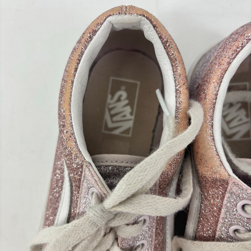 Vans Girls Size 3.5 US Juniors Pink Glitter Lace Up Casual Sneakers - Picture 13 of 14